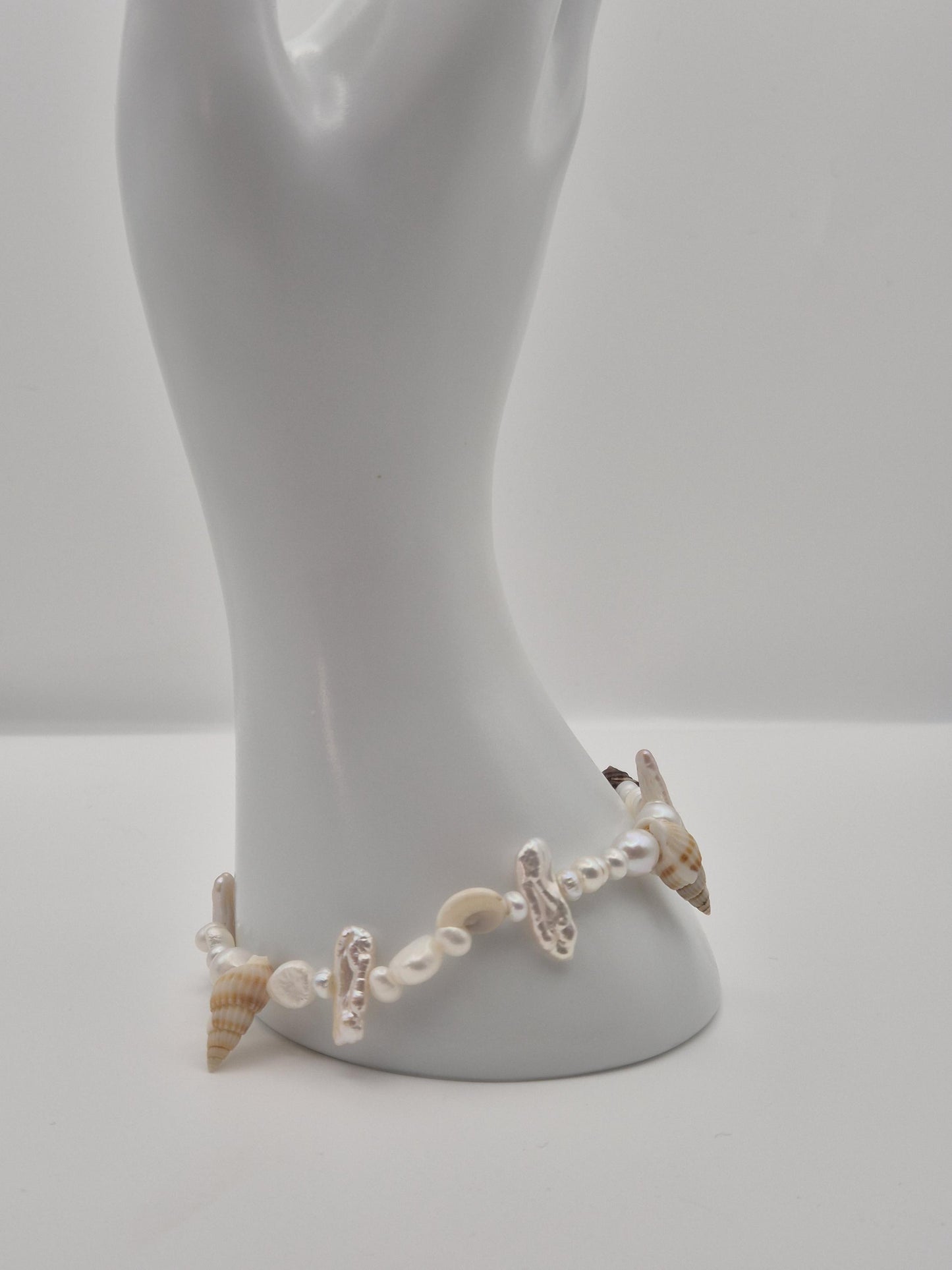 Summer Beach Pearl and Seashell Necklace and Bracelet Set