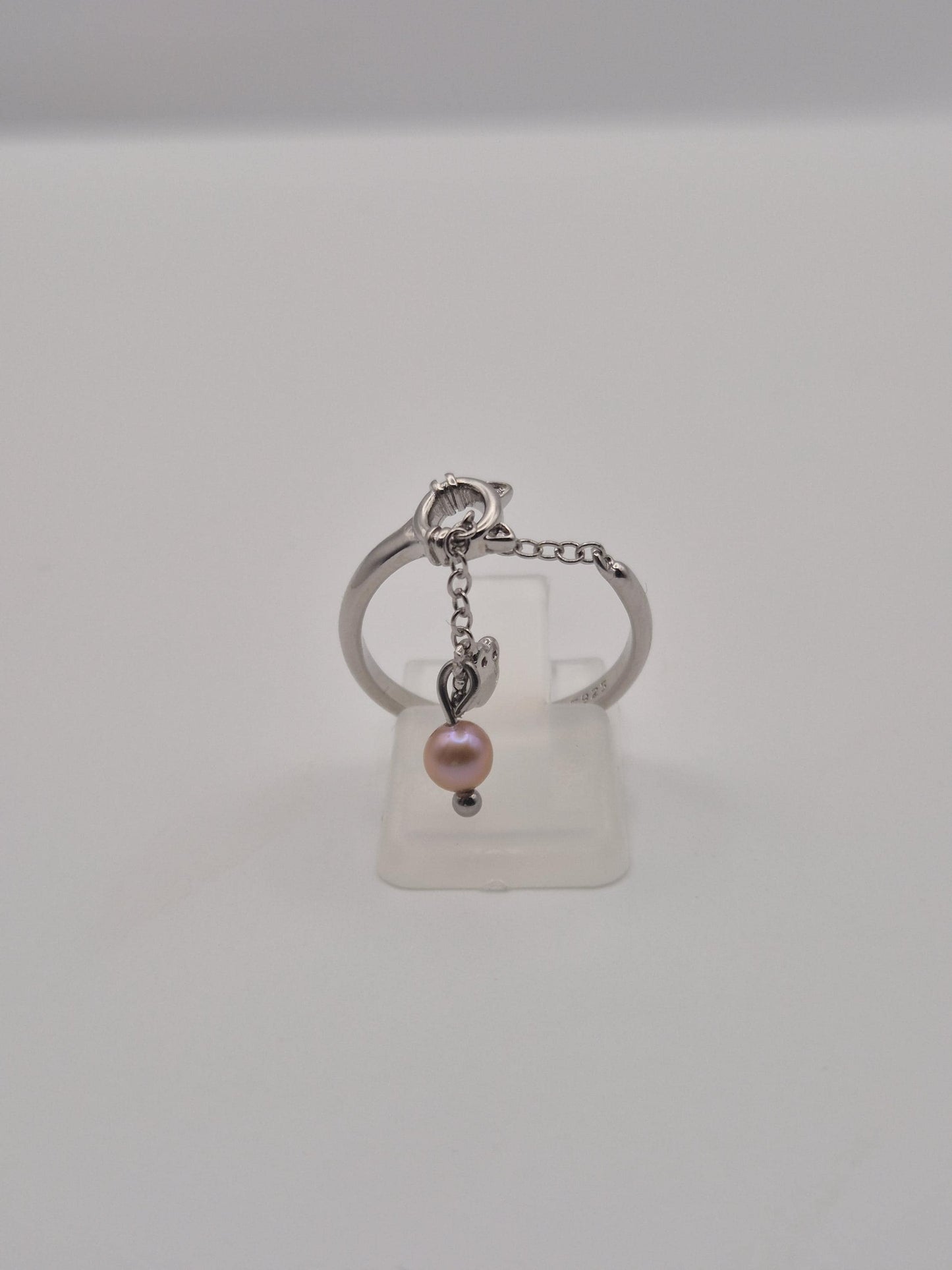 Kitty Chain Mini Pearl Ring with Paw Charm