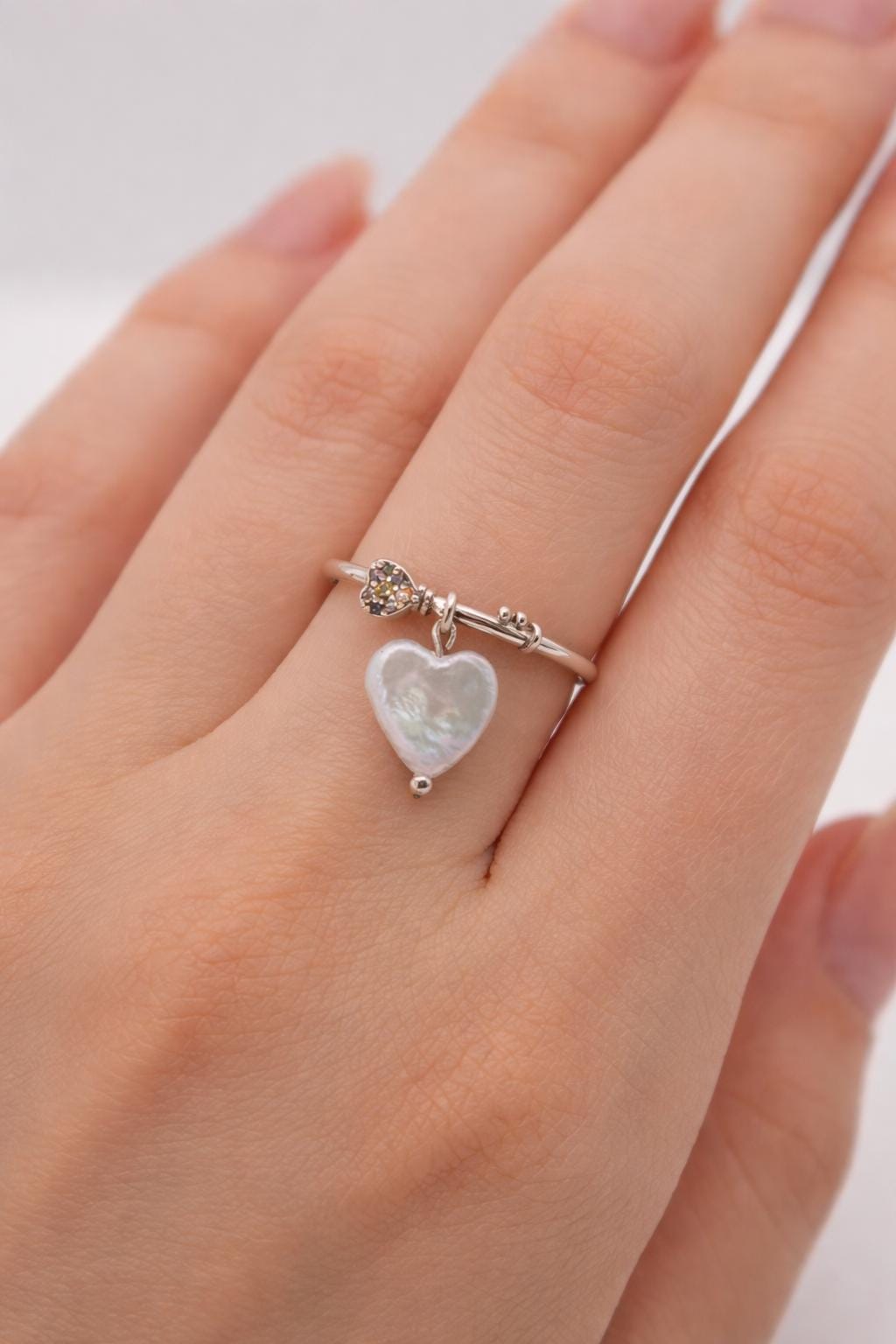 Forever Heart Pearl Drop Ring