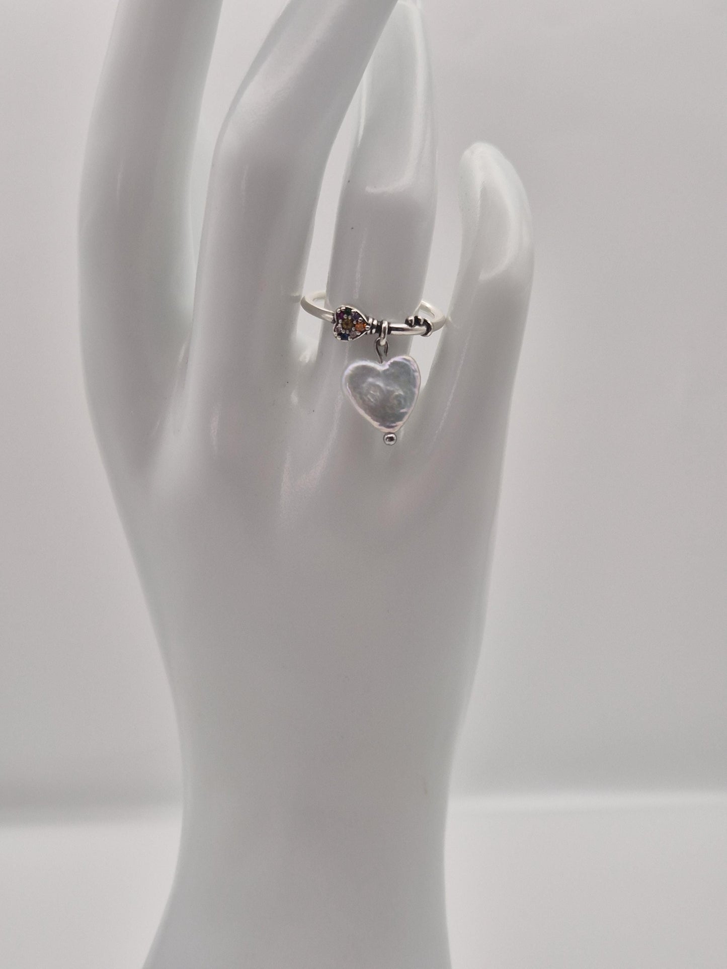 Forever Heart Pearl Drop Ring
