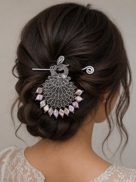 The Peacock Pearl Hair Pin