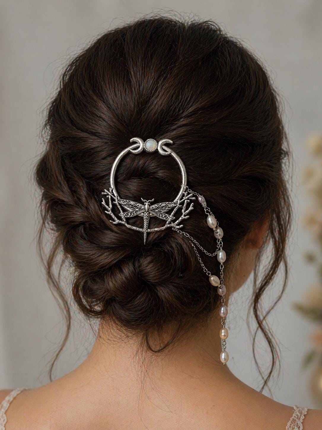 Dragonfly Multiple Pearl Hair Pin