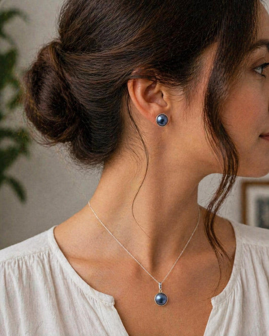 Mabe Pearl Pendant and Earring Set