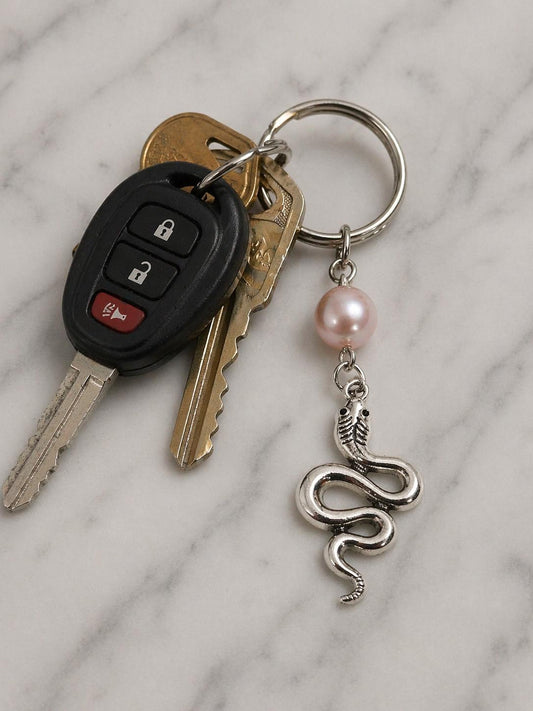 Snake And Pearl Keychain