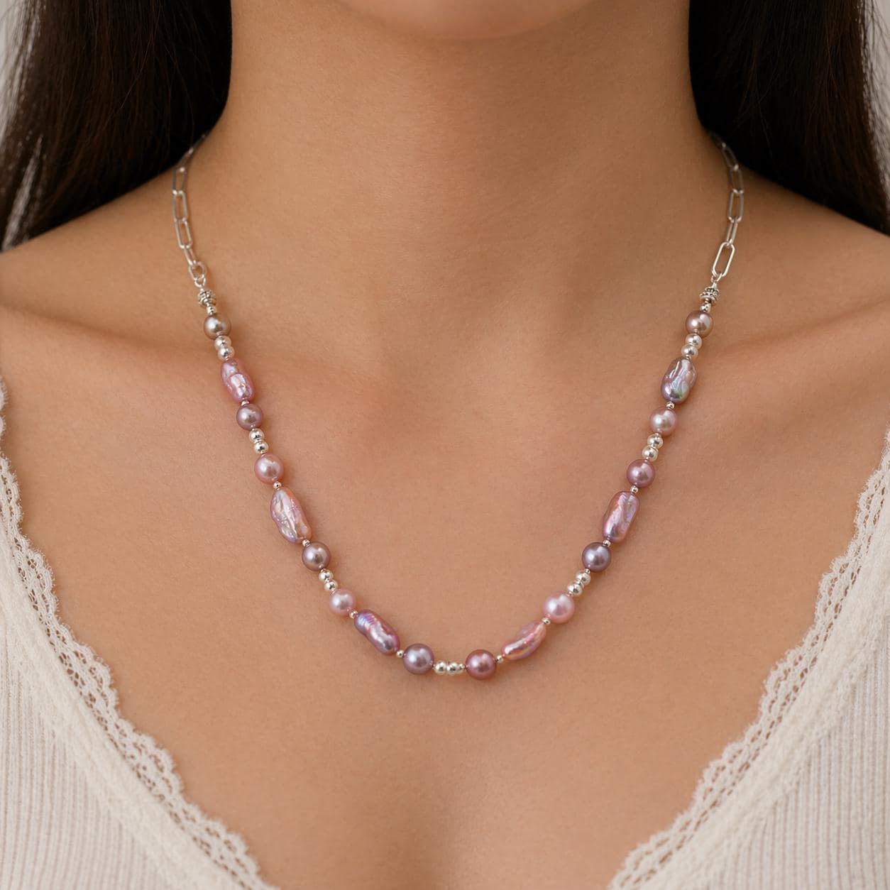 Lilac Whisper Pearl Necklace