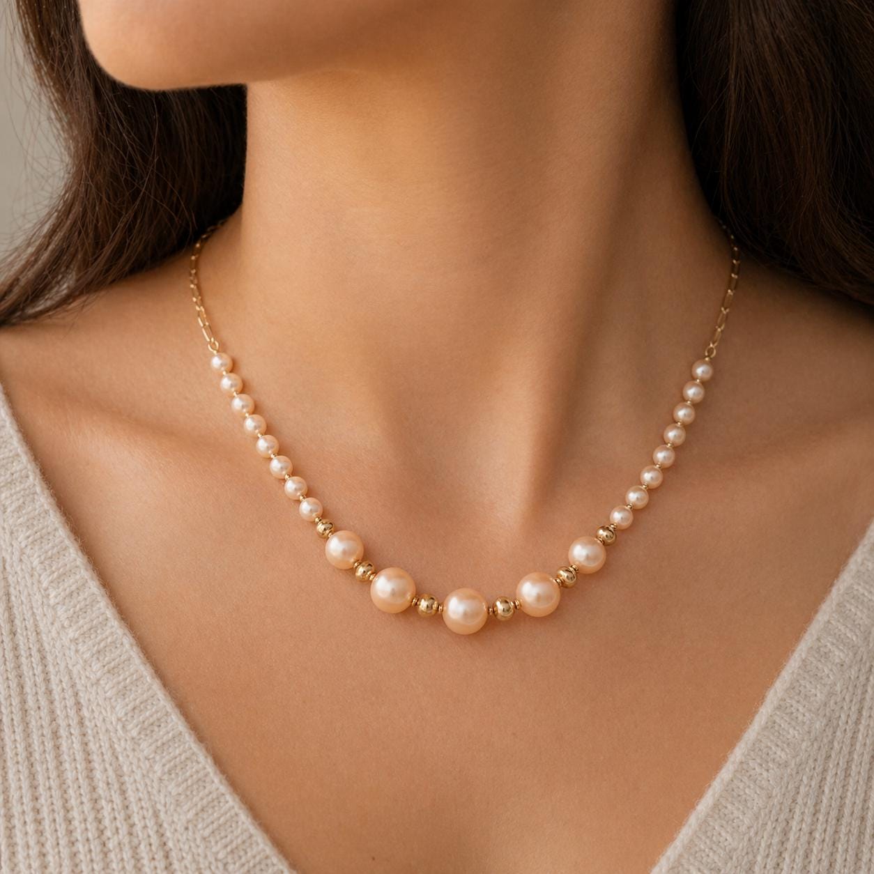 Golden Dawn Full String Pearl Necklace