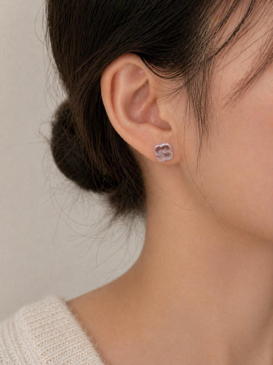 S925 Clover Pearl Stud Earrings