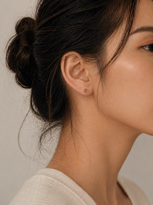 S925 Flower Pearl Stud Earrings