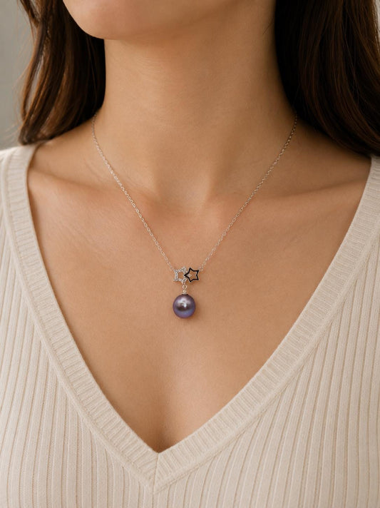 Edison Drop Twinkly Star Necklace - Sterling Silver
