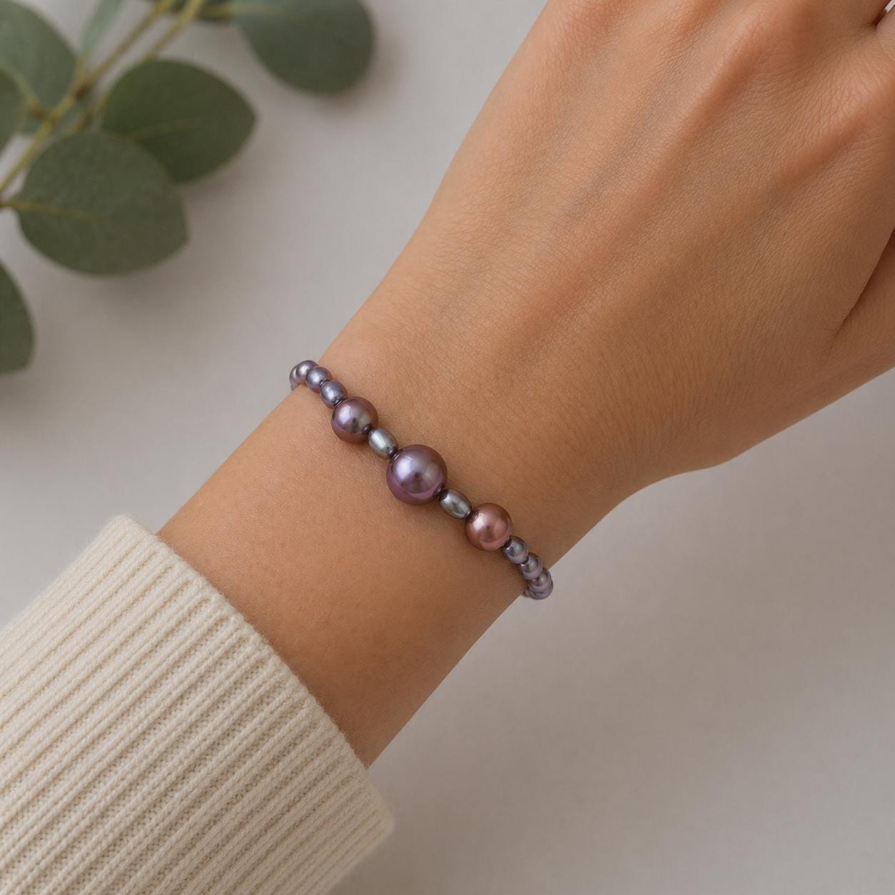 Triple Edison Purple Pearl Bracelet
