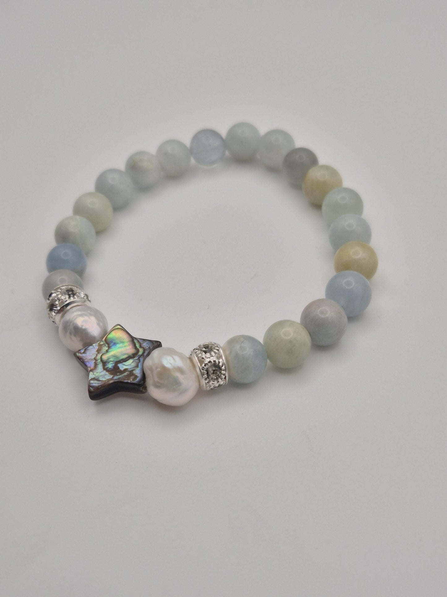 Seafoam Star Gemstone & Pearl Bracelet