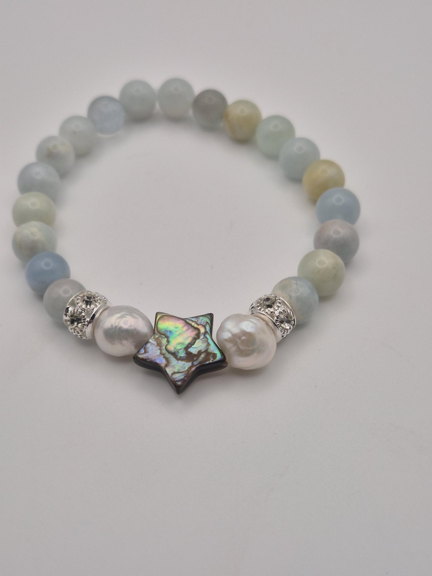 Seafoam Star Gemstone & Pearl Bracelet
