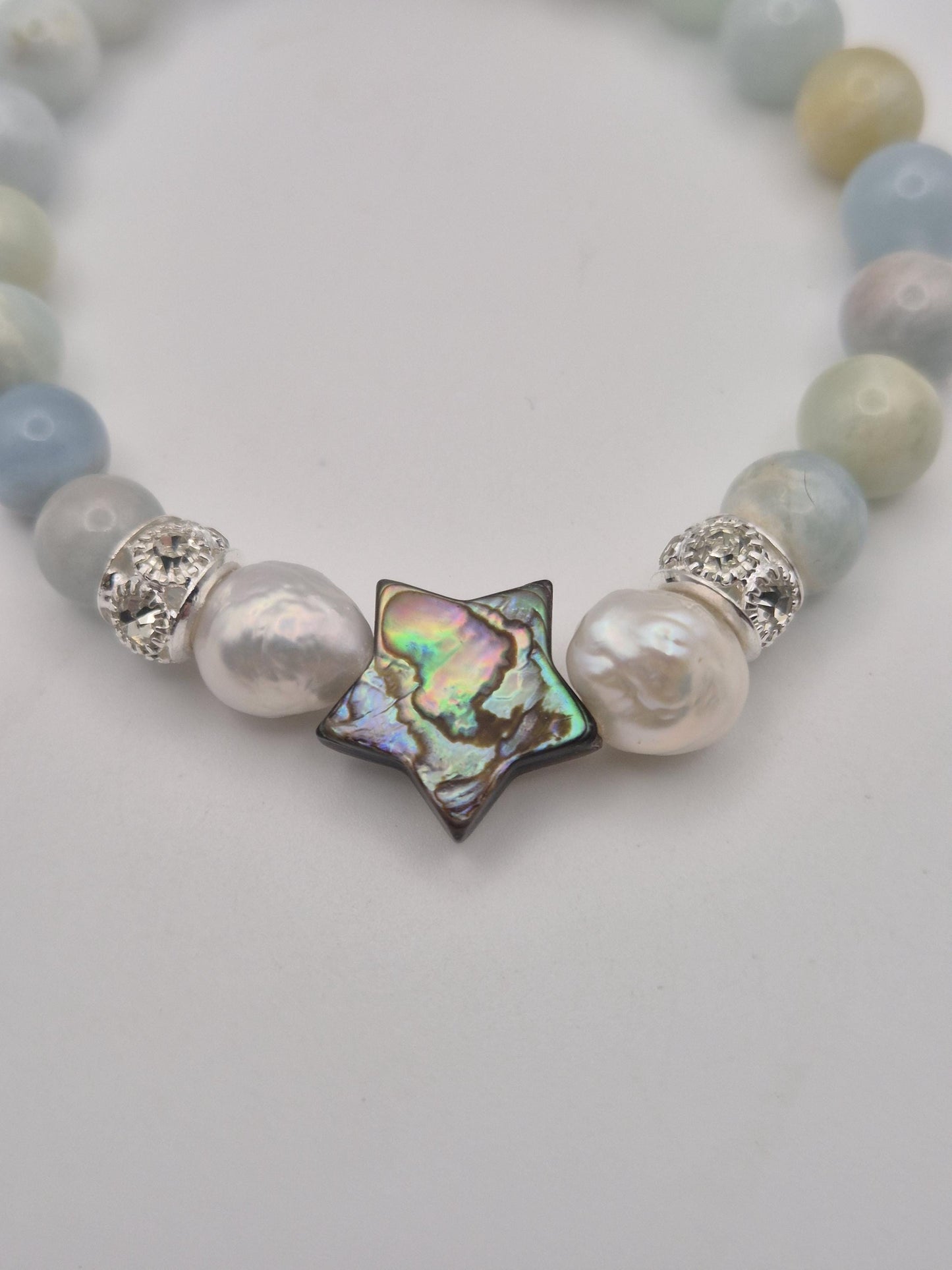Seafoam Star Gemstone & Pearl Bracelet