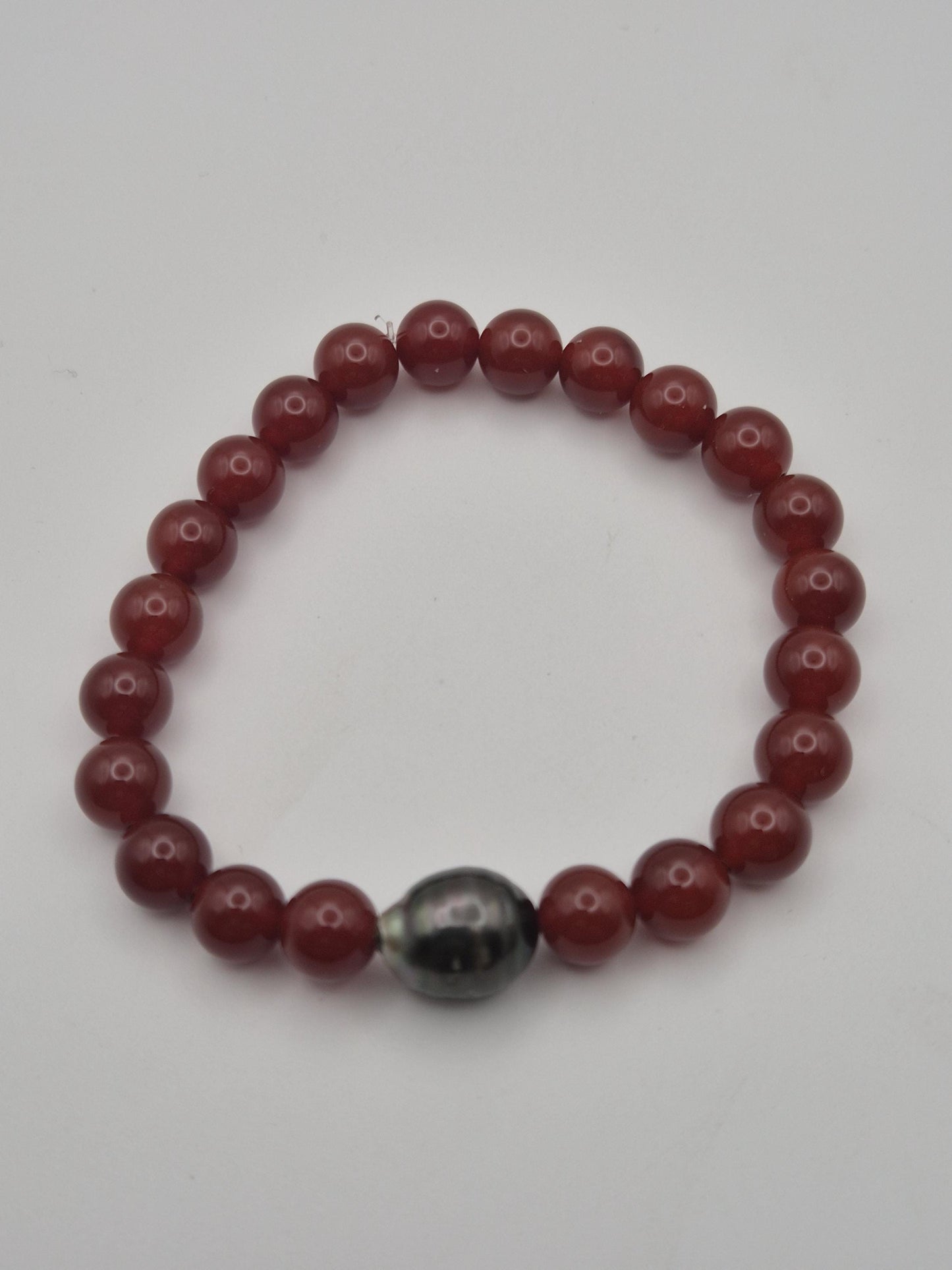 Red Agate & Black Tahitian Bracelet