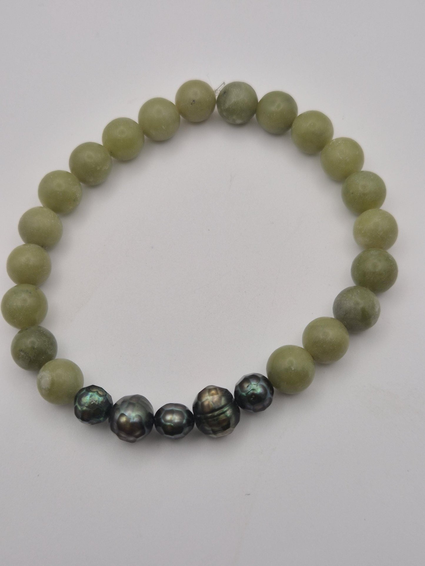 Jade & Dragon Pearl Bracelet — Genuine Green Jade & Dragon Egg Pearls