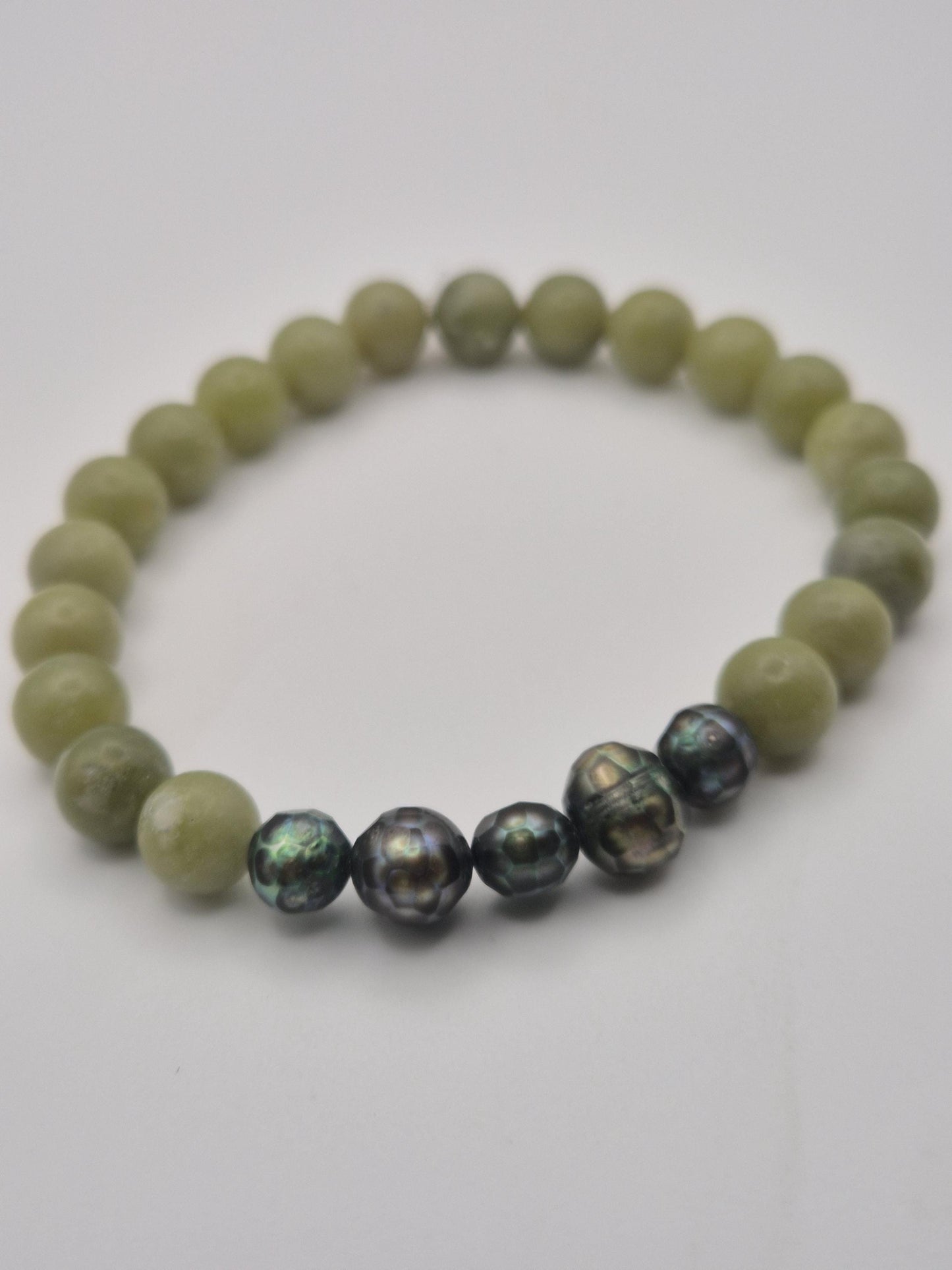Jade & Dragon Pearl Bracelet — Genuine Green Jade & Dragon Egg Pearls