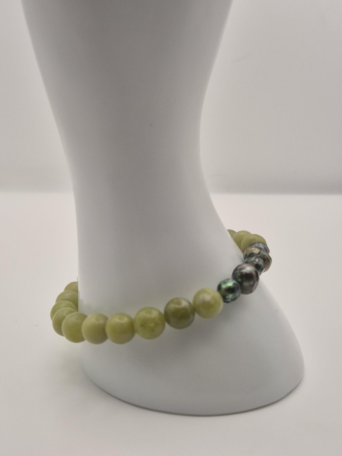 Jade & Dragon Pearl Bracelet — Genuine Green Jade & Dragon Egg Pearls