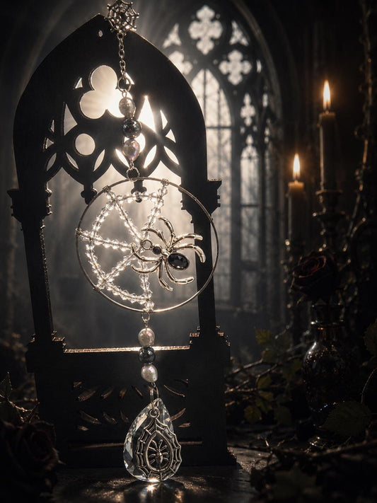 The Black Widow Suncatcher — Pearl & Crystal Alternative Home Decor
