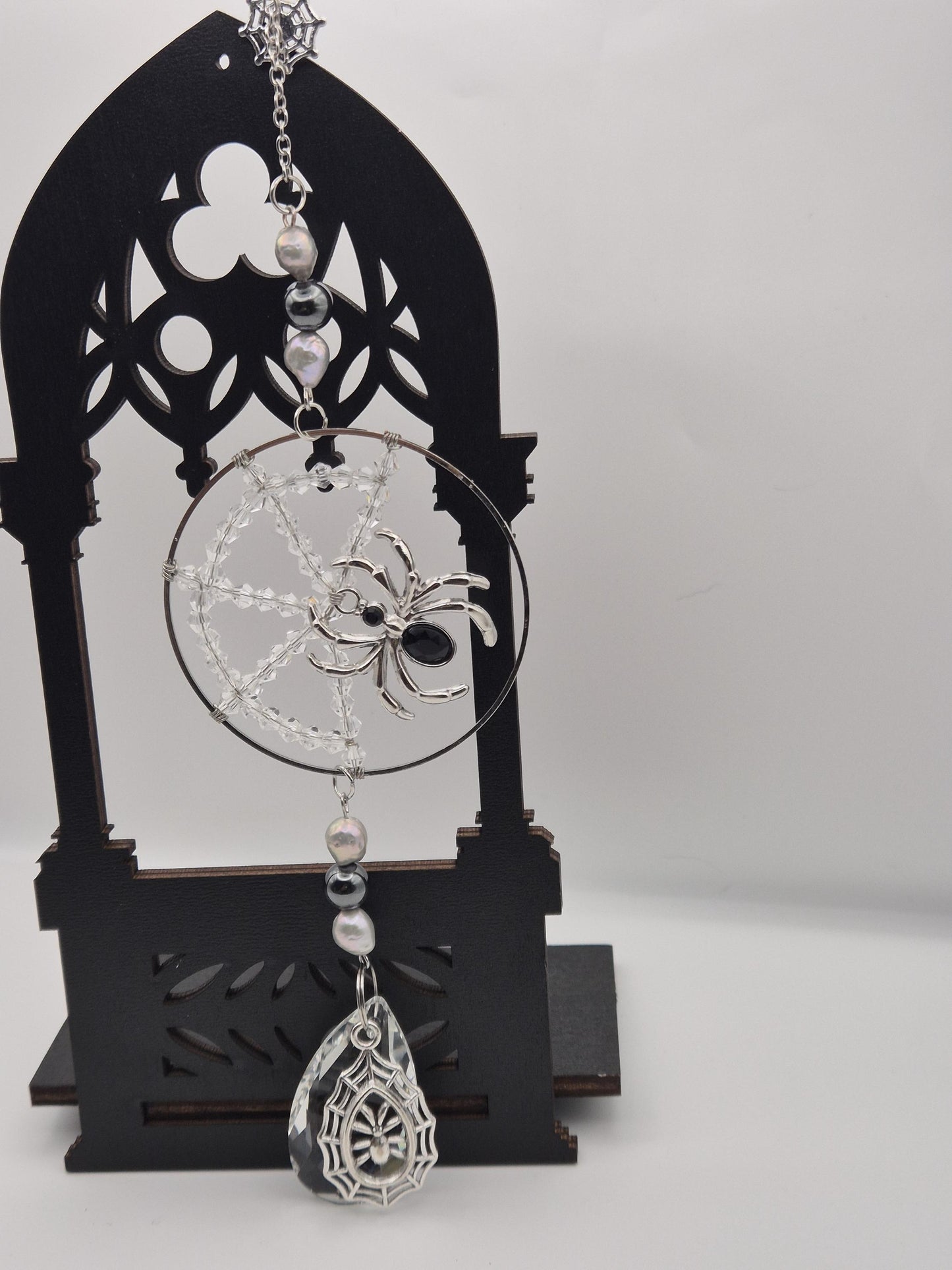 The Black Widow Suncatcher — Pearl & Crystal Alternative Home Decor