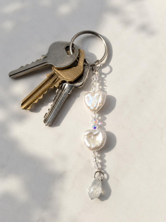 Opaline Heartdrop Pearl Keychain