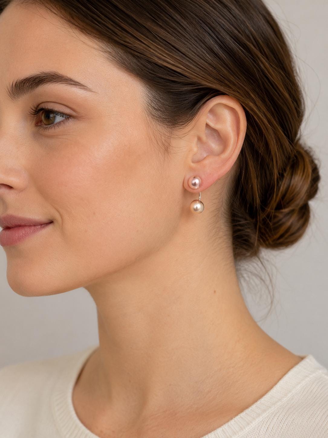 Elegant Convertible Pearl Stud Earrings in Sterling Silver