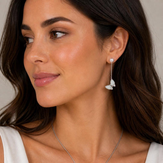 Fluttering Butterfly Earrings with Saltwater Pearls
