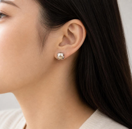Yorkshire Rose Pearl Stud Earrings