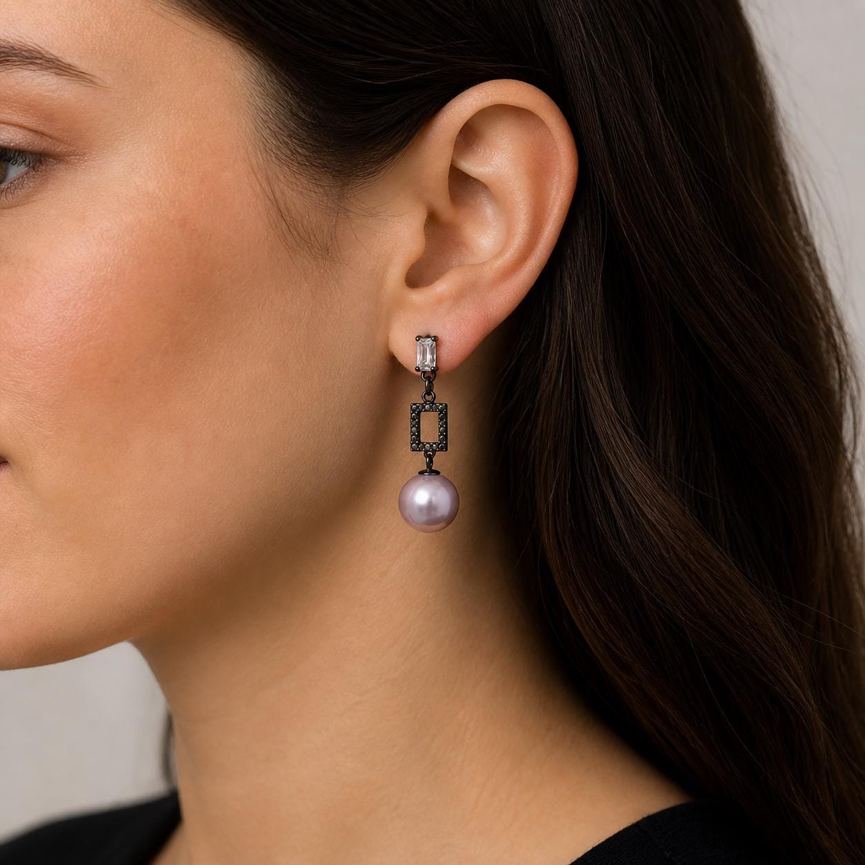 Moonlit Frame Edison Pearl Drop Earrings