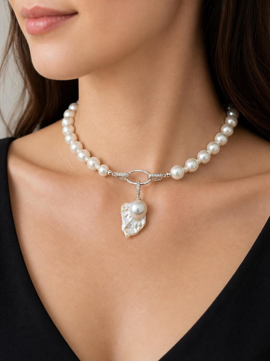 Multiple Wear Full String Pearl Choker With Detachable King Pearl Pendant