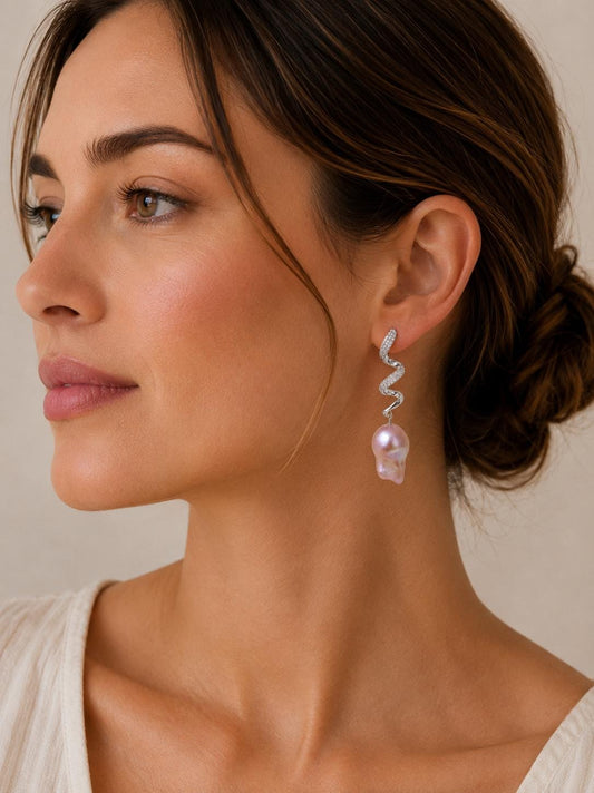 King Pearl Twirl Earrings