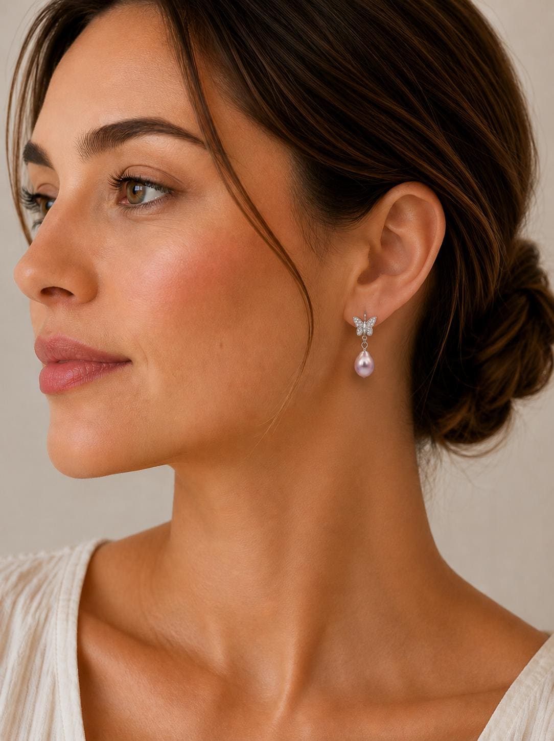 Butterfly Earrings with Baroque Pearl - Nature Inspired Jewelry