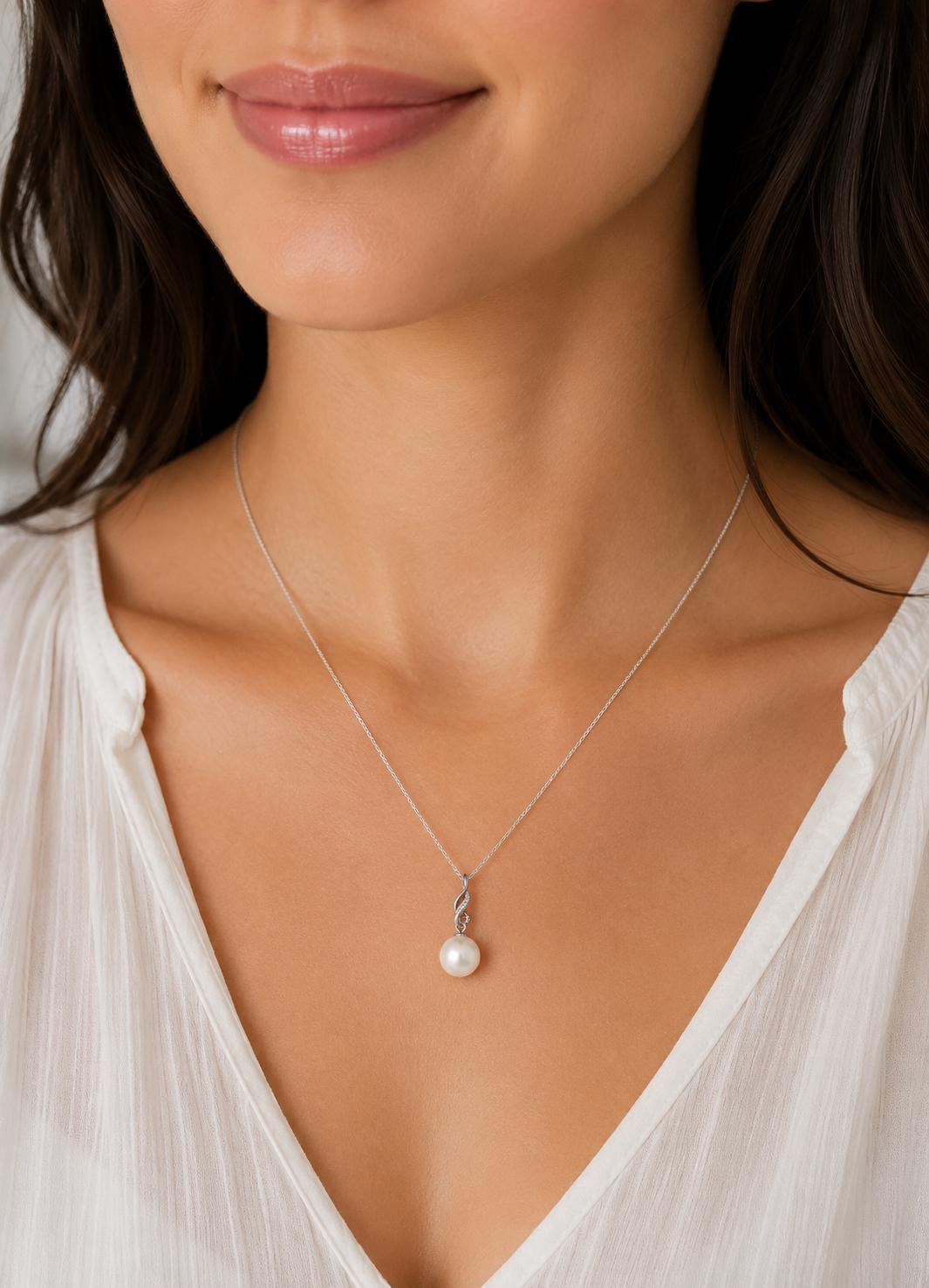 Carved Edison Pearl Minimalist Flame Swirl Pendant