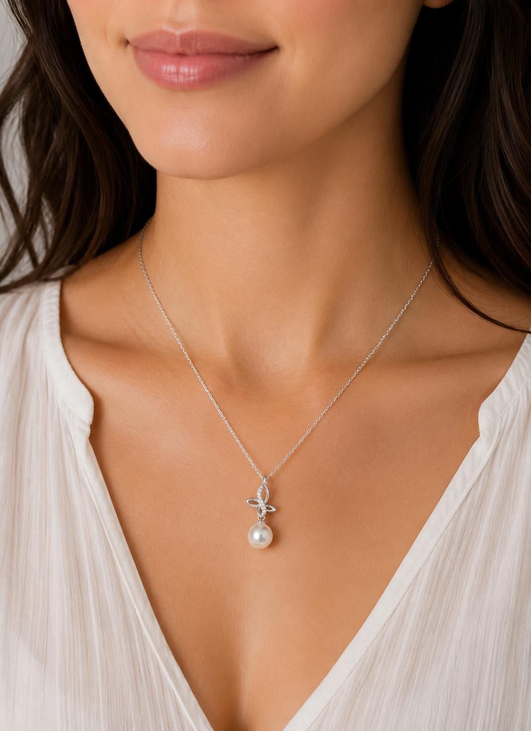 Infinity Cross Simple Edison Drop Pendant - Sterling Silver
