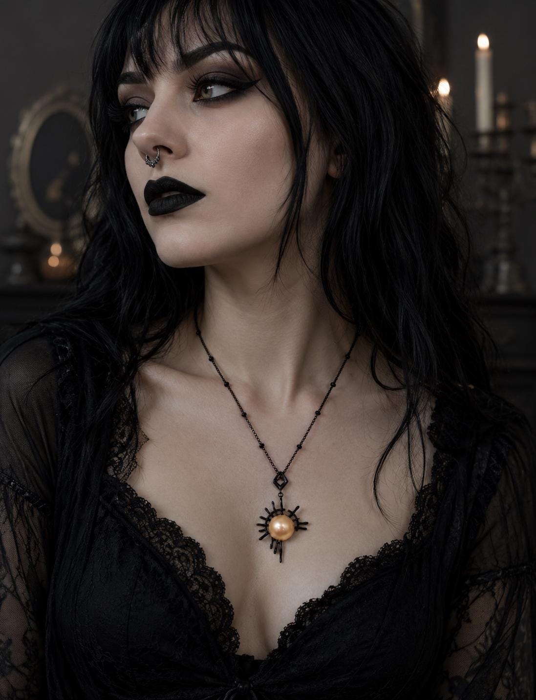 Gothic Sunburst Edison Pearl Pendant - Sterling Silver