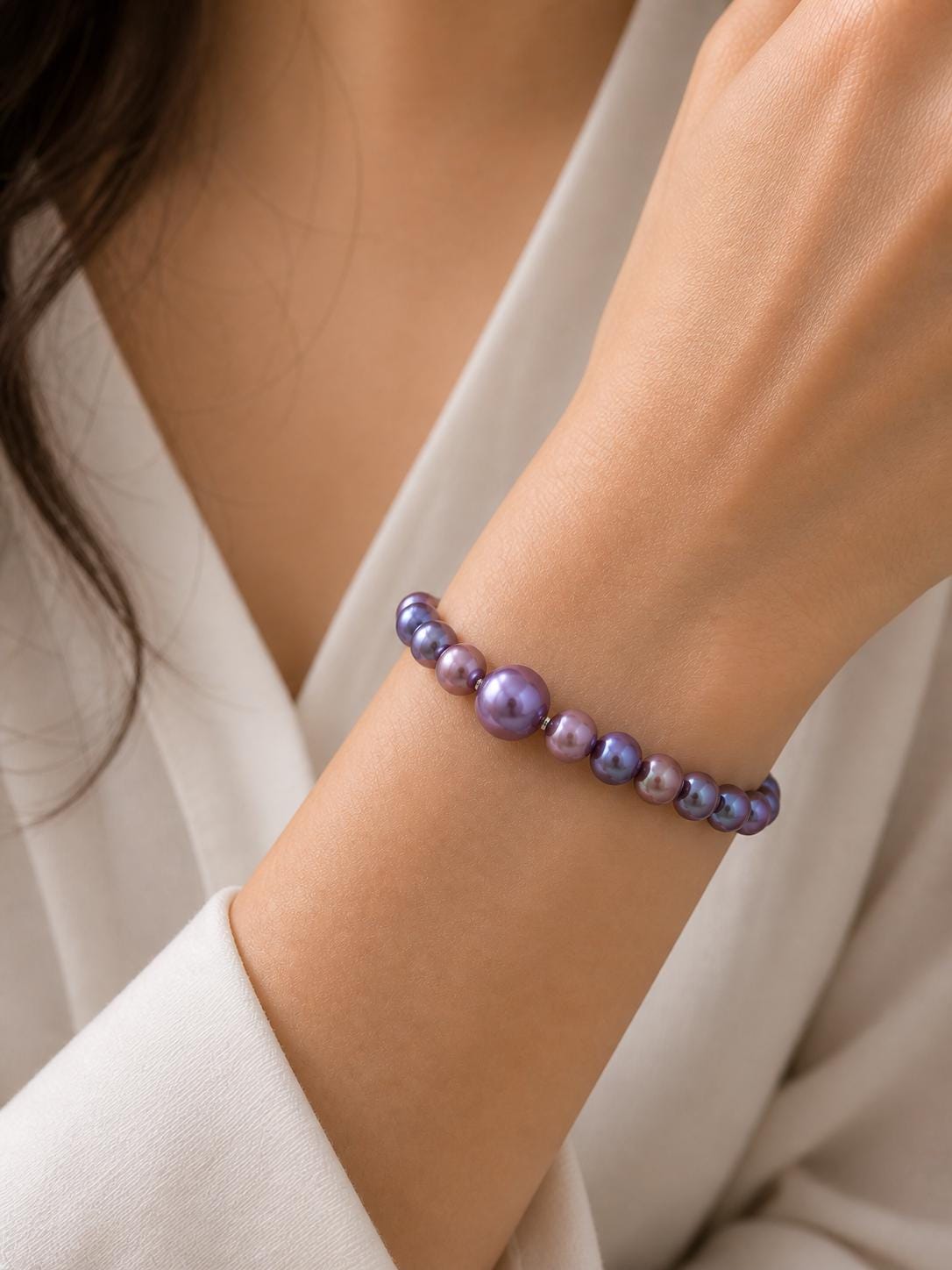 Purple Pearl Full String Bracelet With Centre Edison