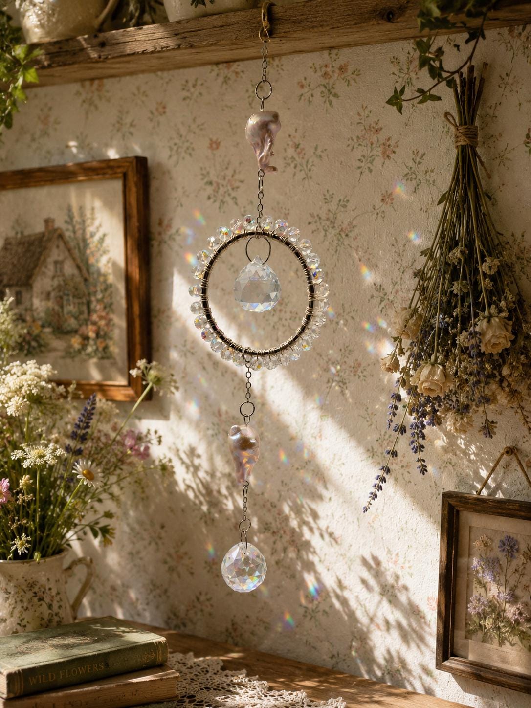 Morning Dew Crystal & Pearl Suncatcher