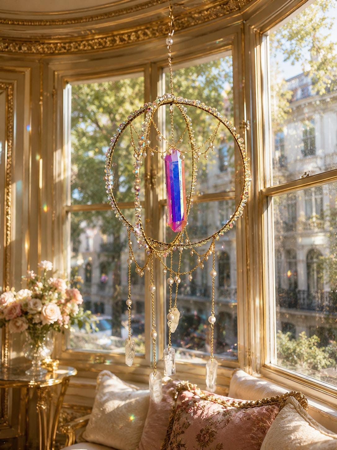 The Golden Royal Opulence Crystal & Pearl Suncatcher