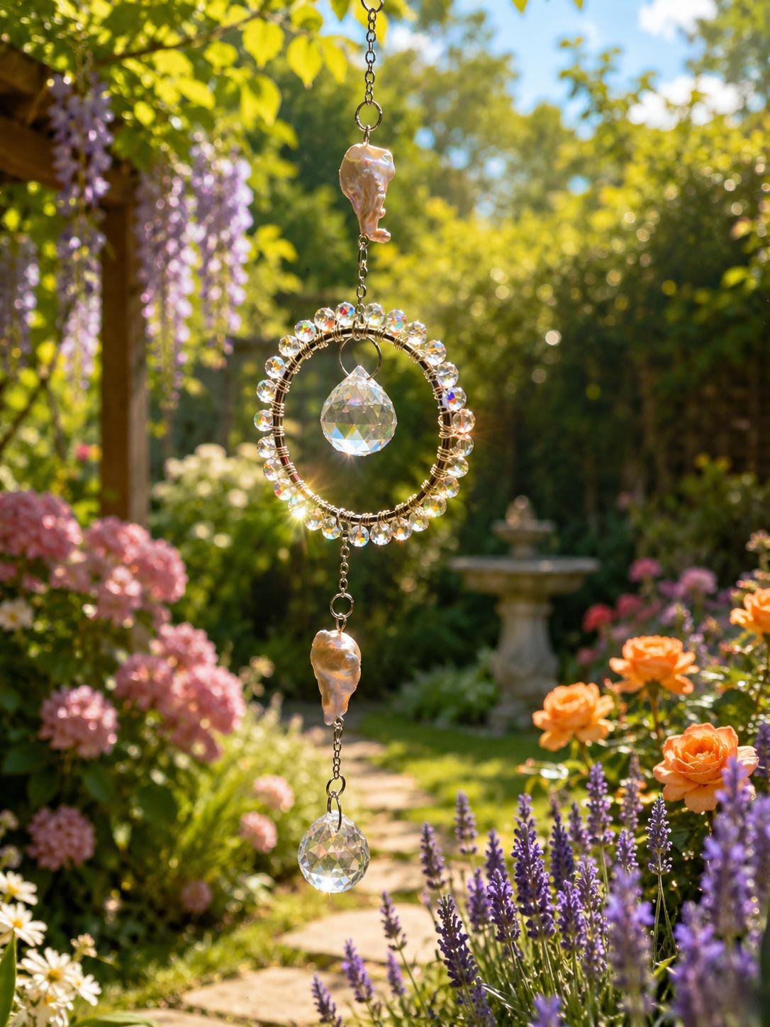 Morning Dew Crystal & Pearl Suncatcher