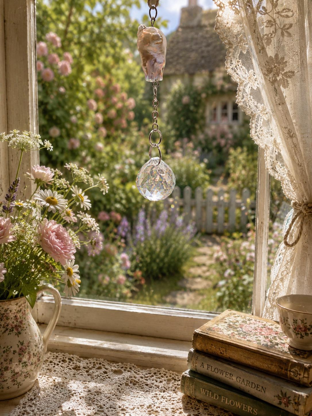 Morning Dew Crystal & Pearl Suncatcher