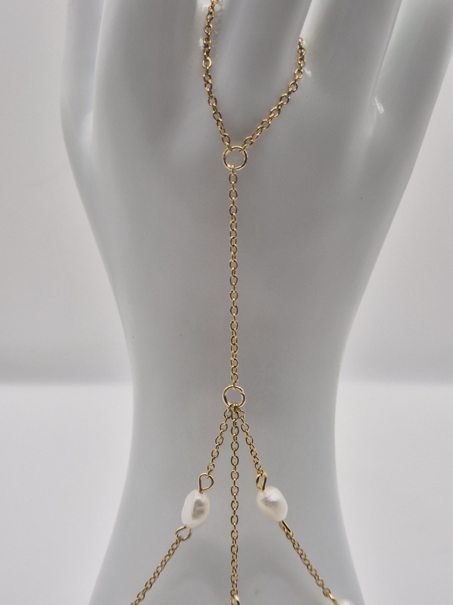 Golden Sun Pearl Hand Chain Bracelet
