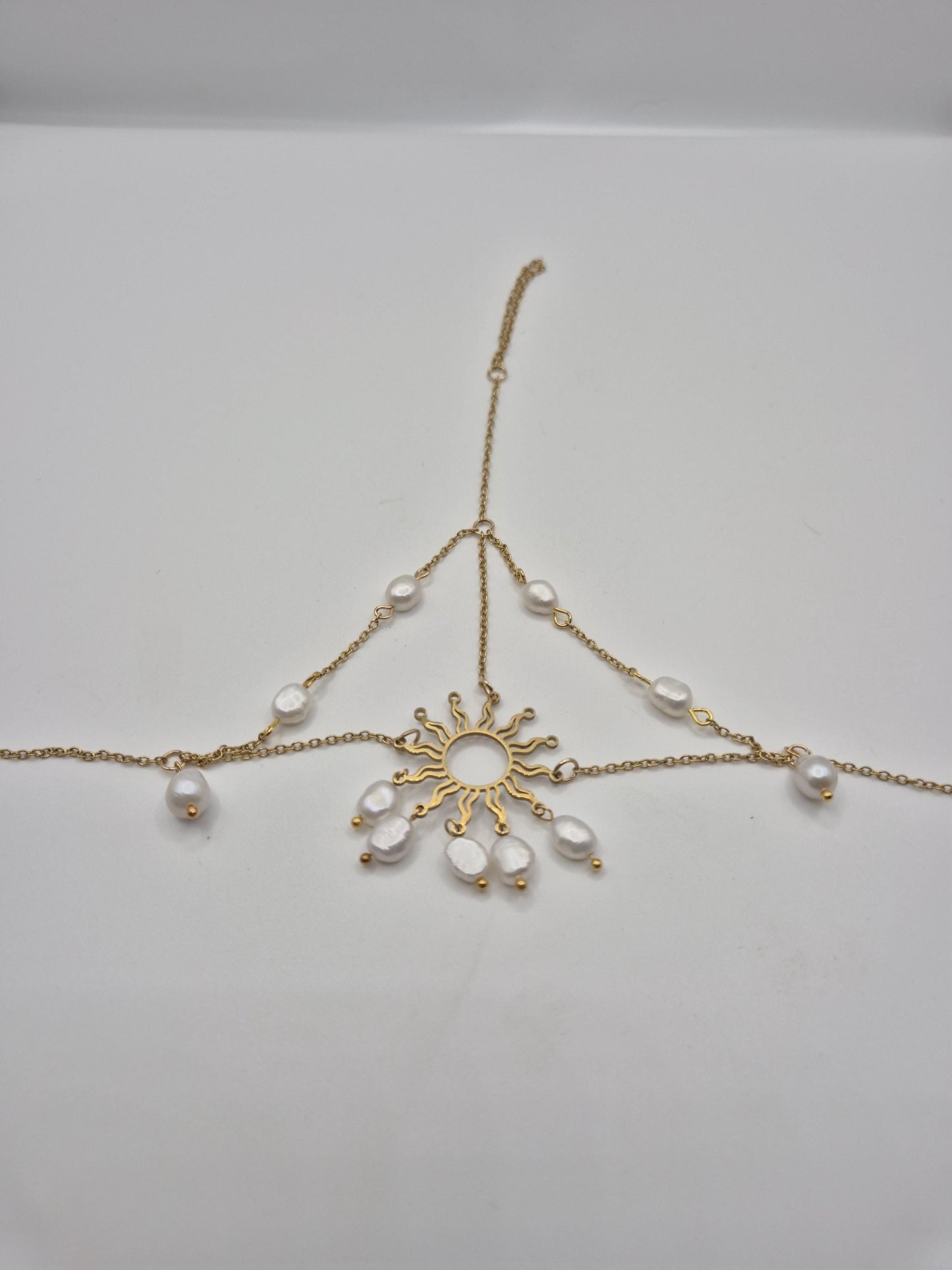 Golden Sun Pearl Hand Chain Bracelet
