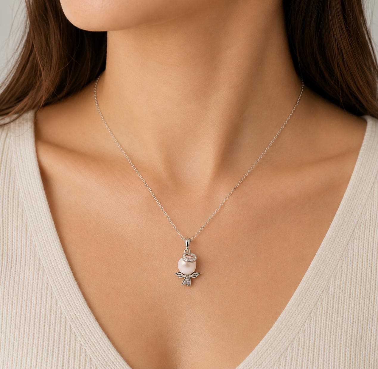 S925 Petite Angel Pearl Pendant