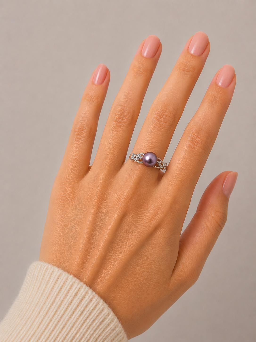 Elegant Sterling Silver Adjustable Pearl Ring