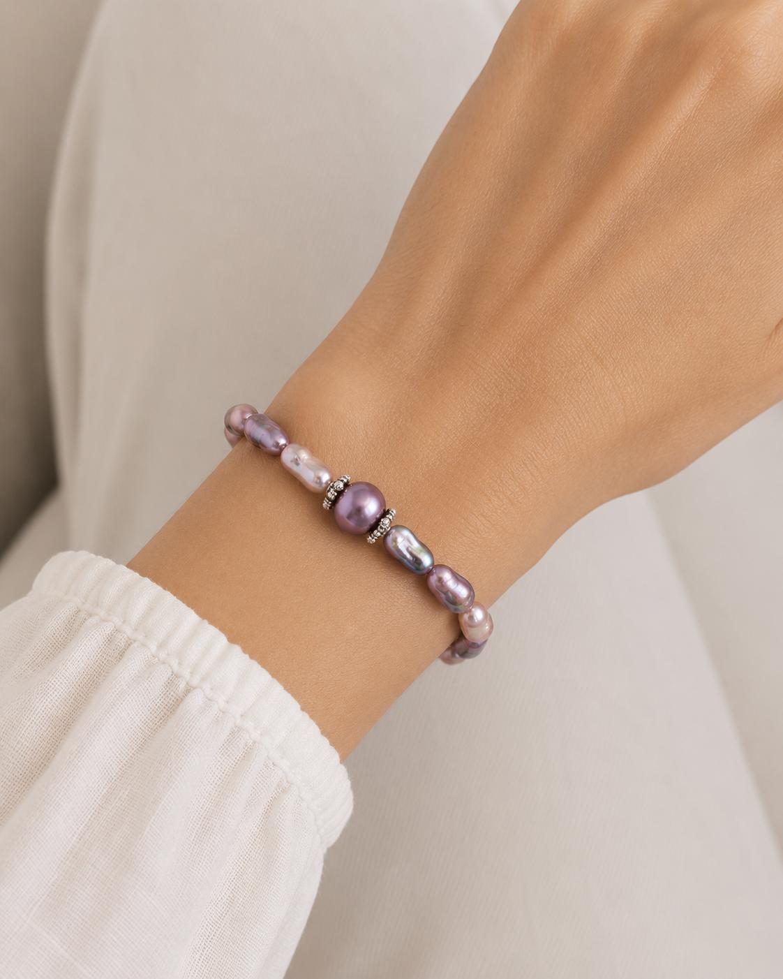 Large Keshi Pearl Full String Bracelet With Centre Edison