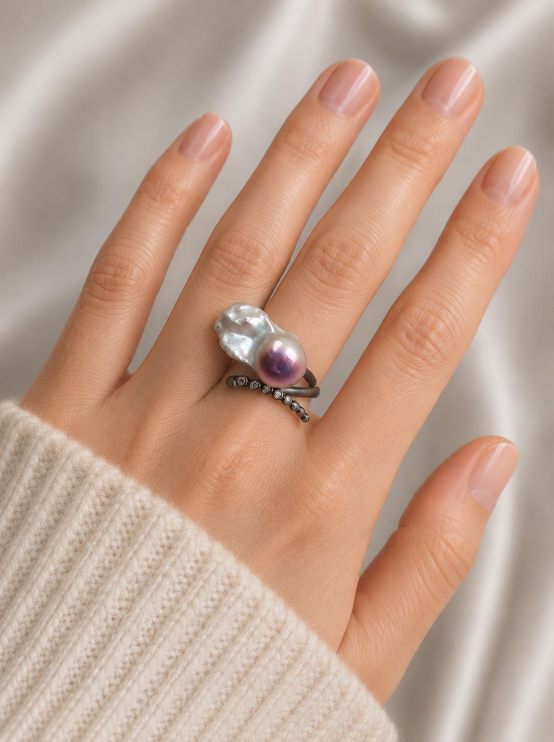 Large King Pearl Swirl Ring - Sterling Silver