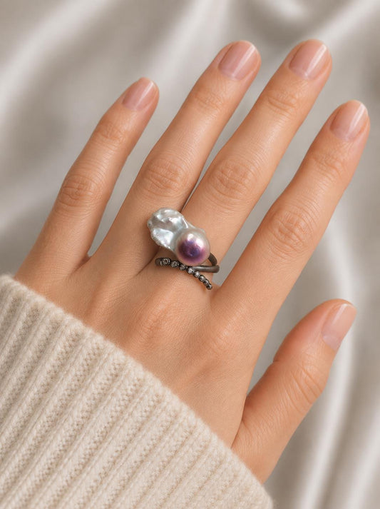 Large King Pearl Swirl Ring - Sterling Silver