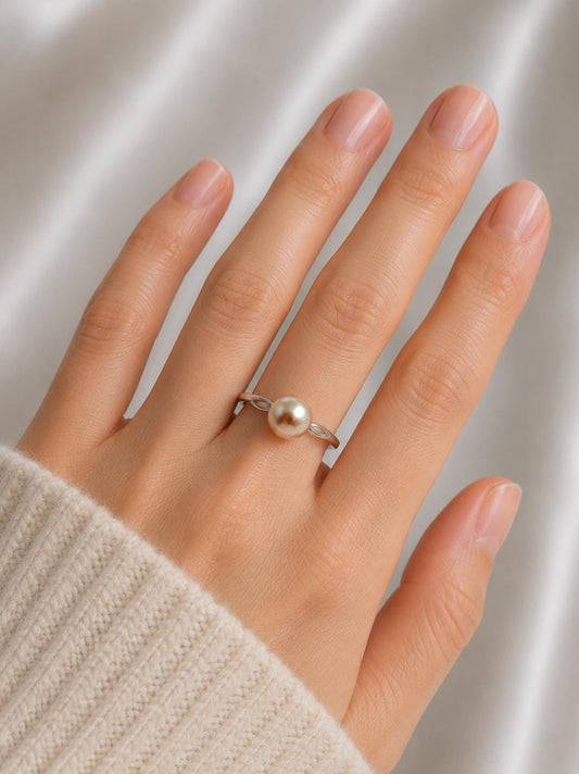S925 Adjustable Seedless Pearl Ring