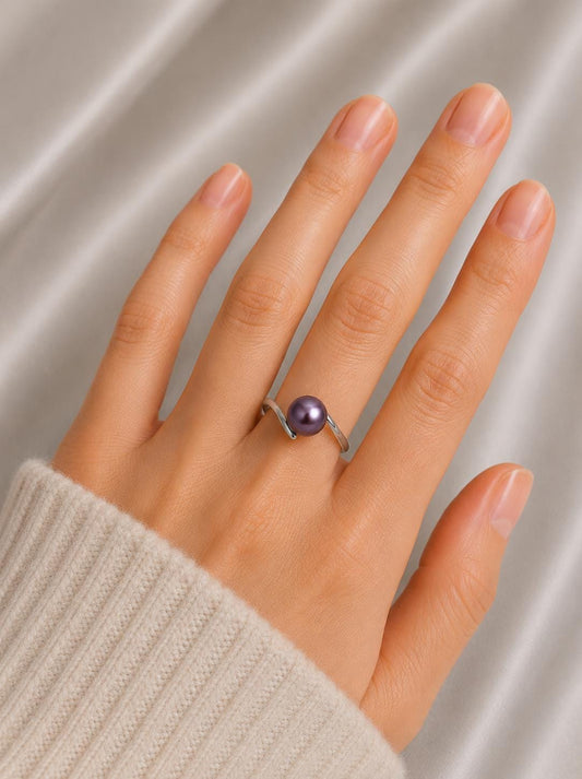 Minimalist Genuine Pearl Ring - Sterling Silver & Fully Adjustable