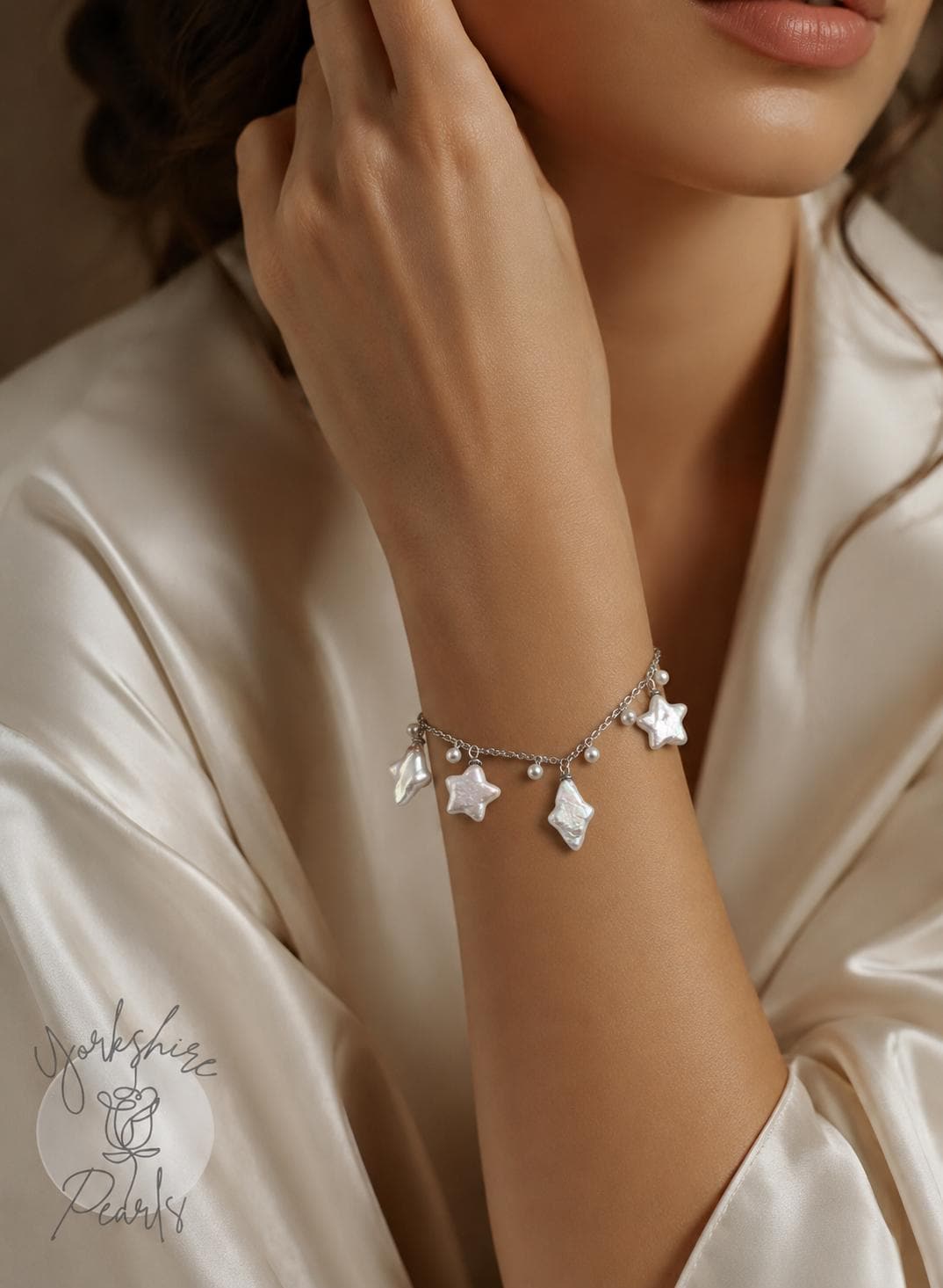 Star & North Star Pearl Dangle Charm Bracelet - Sterling Silver