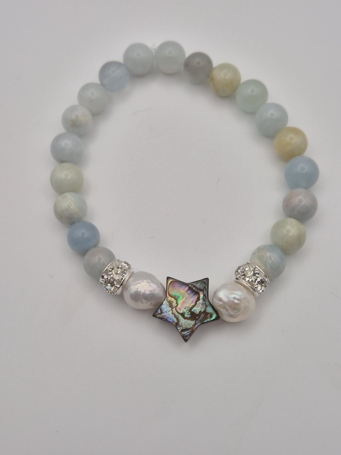 Seafoam Star Gemstone & Pearl Bracelet